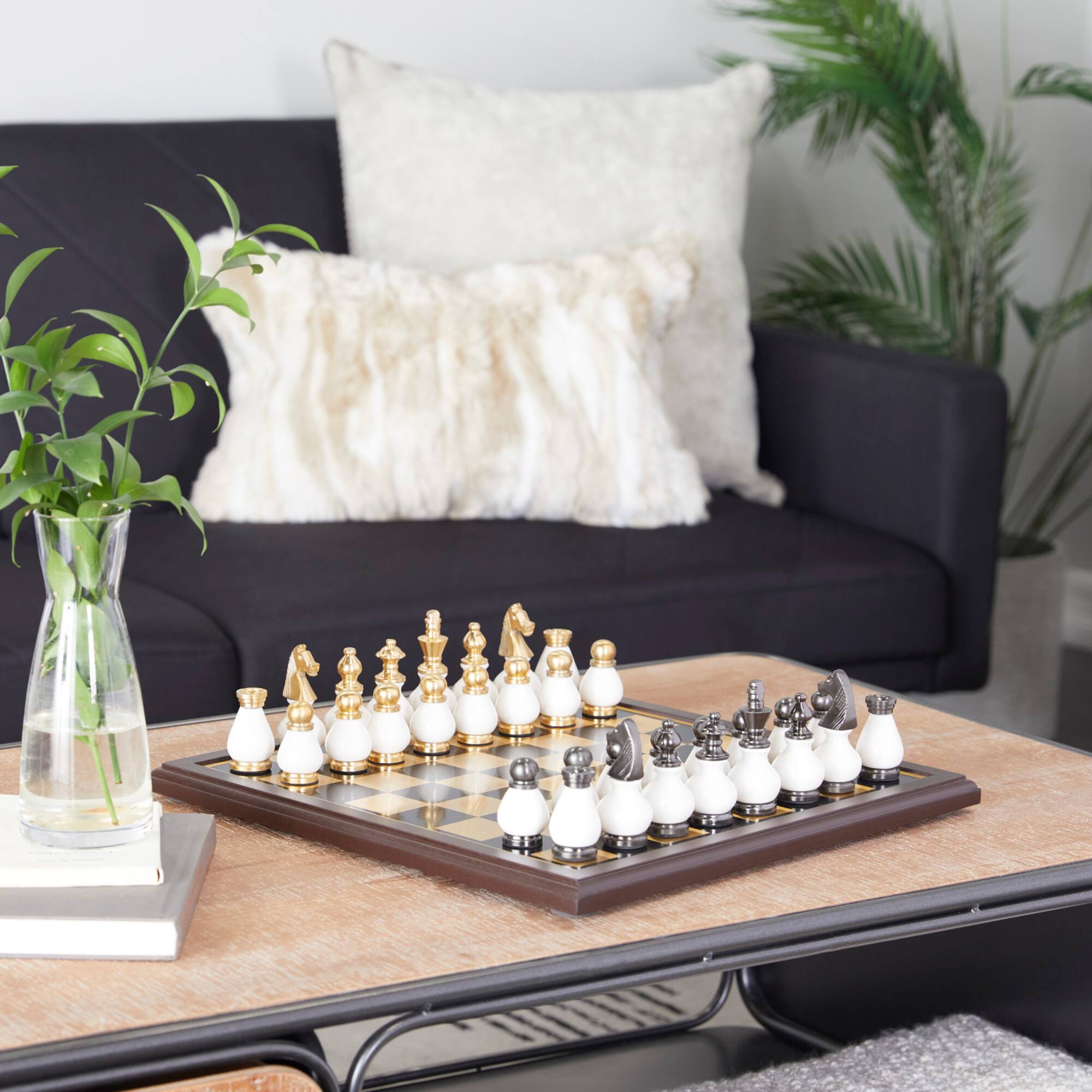 Gold Aluminum Contemporary Game Set